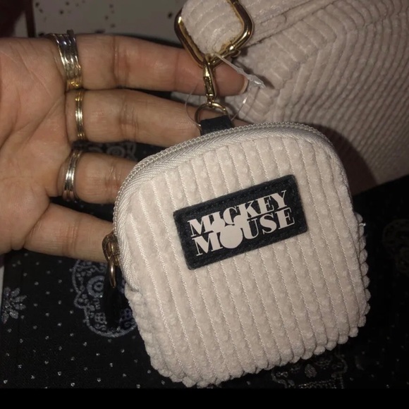 Disney Mickey Mouse corduroy crossbody and attached ear bud Limited Edition New - Picture 5 of 10